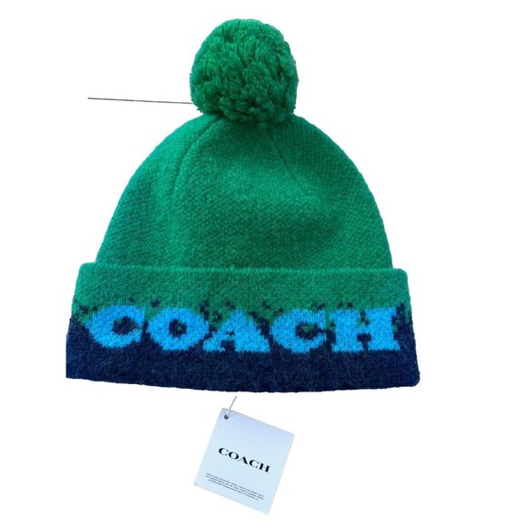 Coach Ombre Pom Knit Beanie Hat Pine - Picture 1 of 2